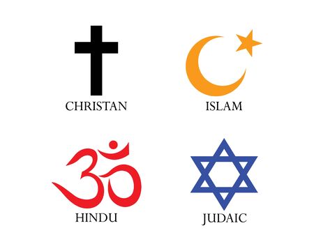 Ilustración de Set of World religion symbols on white - Imagen libre de derechos