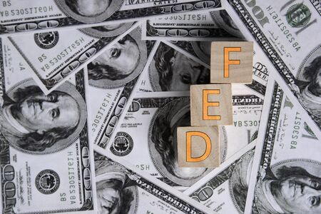 Concept idea of FED, federal reserve system is the central banking system of the united states of america and change interest ratesの写真素材