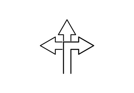 Three-way  arrow icon vector illustration on white backgroundのイラスト素材