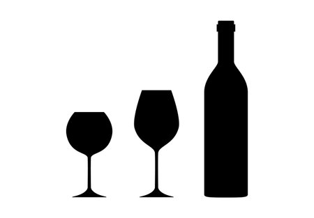 Wine bottle with wine glass icons vector illustration on backgroundのイラスト素材