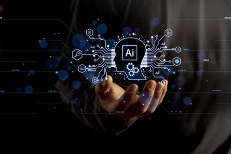 Businessman touching digital chatbot for provide access to information and data in online network, application and global connection, AI, Artificial intelligence, innovation and technology.の写真素材