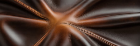 a high-resolution close-up of a star-shaped pattern with a metallic texture. The central area of the star is a rich, glossy brown, radiating outward with smooth, reflective black lines that create a sense of depth and dimension. The interplay of light and shadow enhances the three-dimensional effect, making the surface appear both sleek and intricate. The overall composition is abstract yet visually striking, with a focus on the interplay of light, texture, and form.の素材