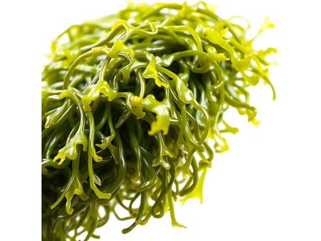 Green seaweed isolated on white background with clipping path. Close up.の素材