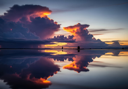 Serene sunset reflectionの素材