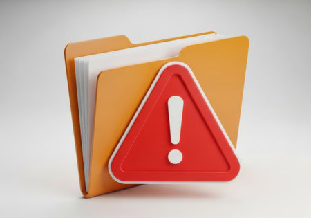 Warning symbol on folderの素材