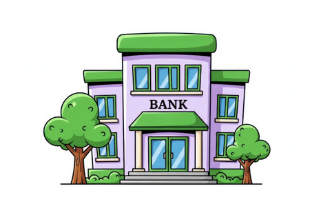 Illustrated bank buildingの素材