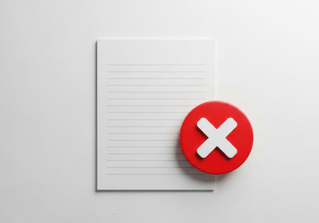 Blank paper with red cross markの素材