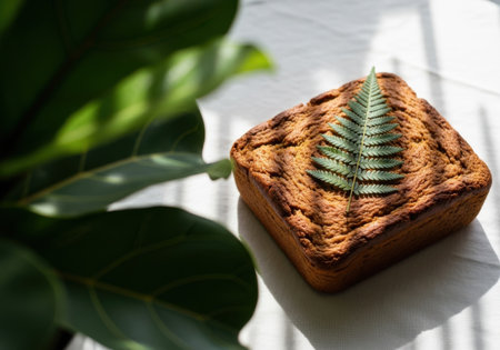Decorative bread with fern leafの素材