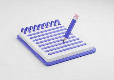 Blue pencil on notepadの素材