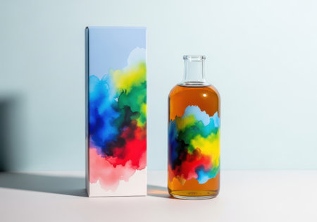 Colorful perfume bottle with matching boxの素材