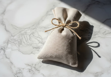 Small linen gift bag with jute bowの素材