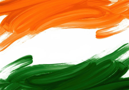 Abstract orange and green brush strokesの素材