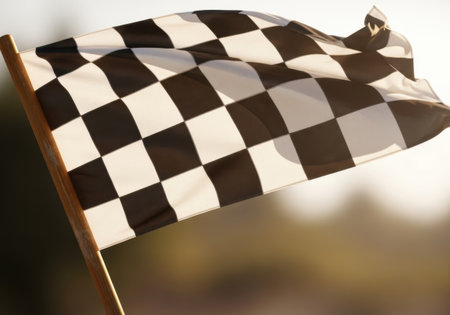 Checkered flag waving in the windの素材