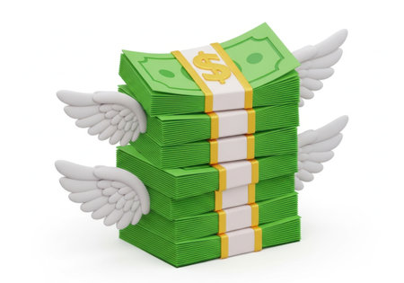 Stack of money with wingsの素材
