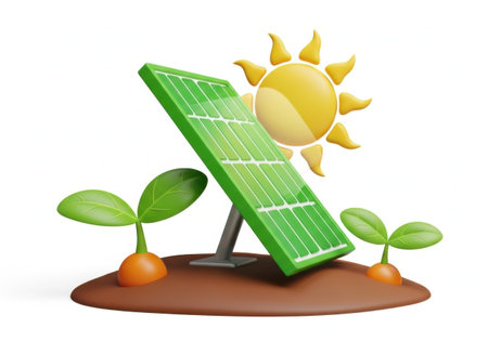 Solar panel powered by sunlightの素材