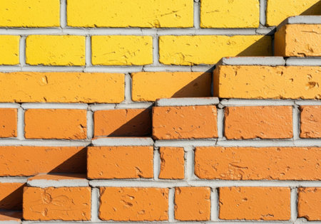 Vibrant brick wall with sunlightの素材