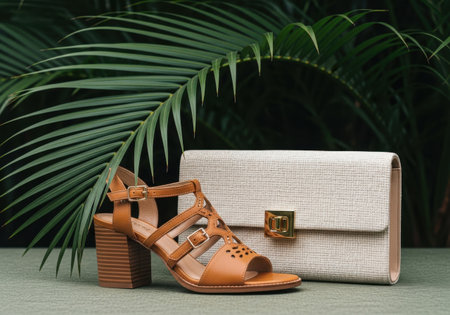 Tropical chic: sandals and clutchの素材
