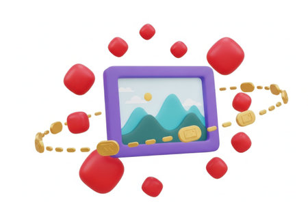 Vibrant digital mountain displayの素材