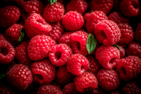 Ripe raspberry background. selective focus. Toned.の素材
