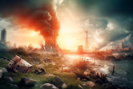 industrial landscape. Pollution of the environment. environmental pollution.の素材
