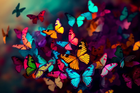 Colorful butterfly background, close-up of colorful butterfly wings.の素材