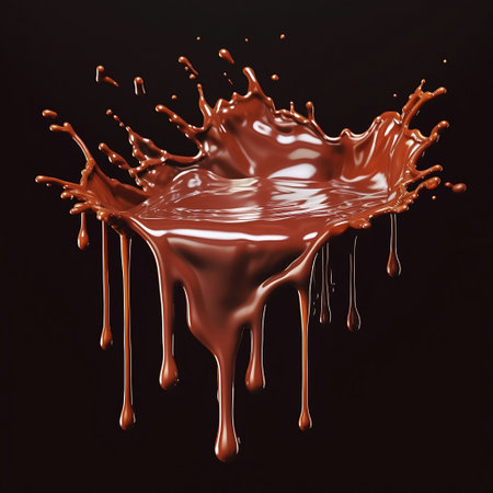 splash of chocolate on a black background. 3d rendering, 3d illustration.の素材