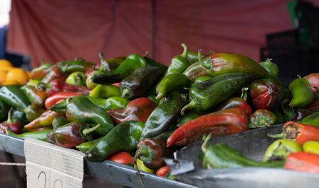 Sweet peppers on the counter for sale.Sweet peppers on the counter for sale.の写真素材