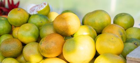 Tangerines on counter for sale.Tangerines on counter for sale.の写真素材