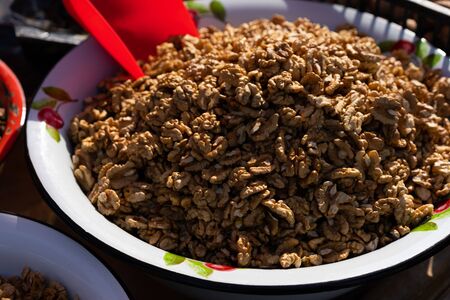 Nuts at a fair for sale by weight.Nuts at a fair for sale by weight