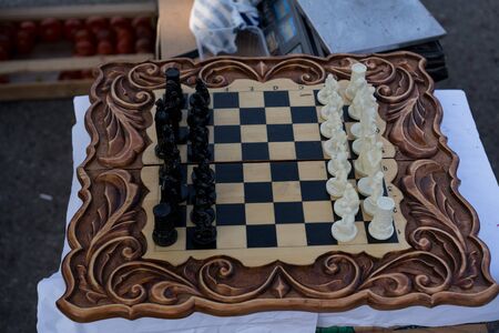 Vintage chess with figures of people.Vintage chess with figures of people.の写真素材