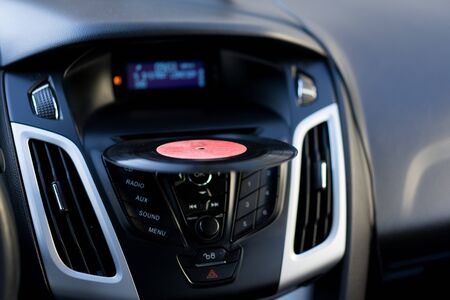 Antique Record is located in the dvd port of the car.Antique Record is located in the dvd port of the carの写真素材
