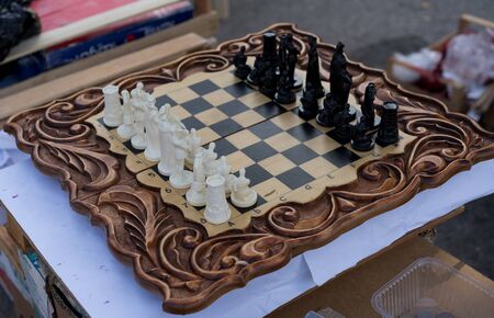 Vintage chess with figures of people.Vintage chess with figures of people.の写真素材