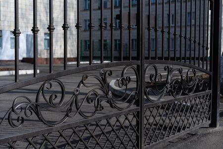 Metal black gate with arment