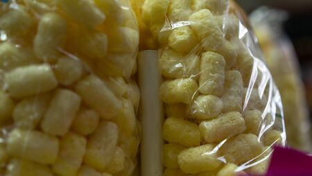 Popcorn, air sticks in packagesの写真素材