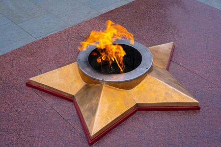 Monument to the eternal flame in memory of those killed in the warの写真素材