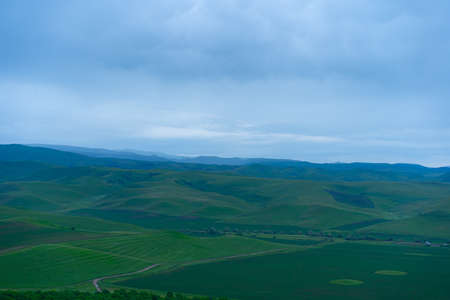 Mountains and plains in summerの写真素材