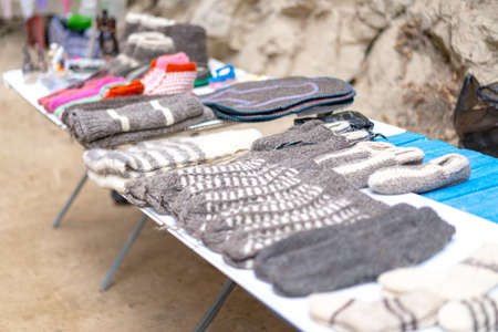 Knitwear on the market for sale.
