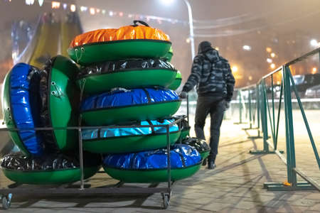 Inflatable big circles for descent from a hill