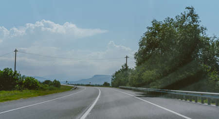 Road and mountains in the distance