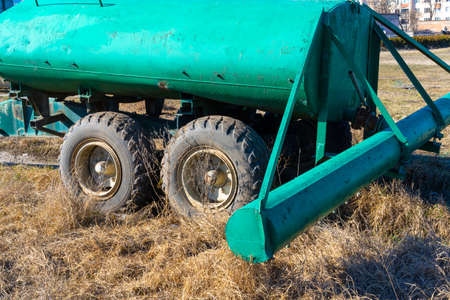 Water trailer for watering the fieldの写真素材