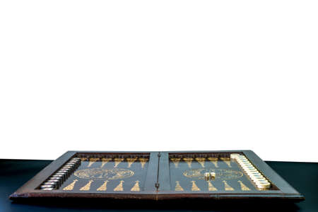 Backgammon on a white background. Start of the game.
