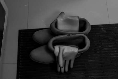 Electricity protection: ruber boots, gloves and mat