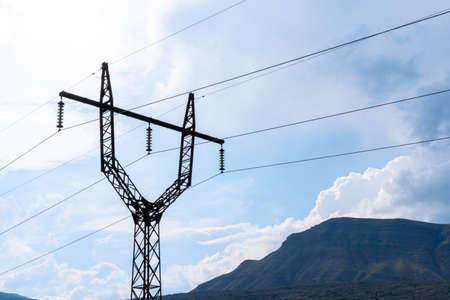 Electric pole with power line