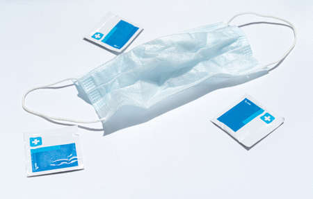 Medical mask on white background