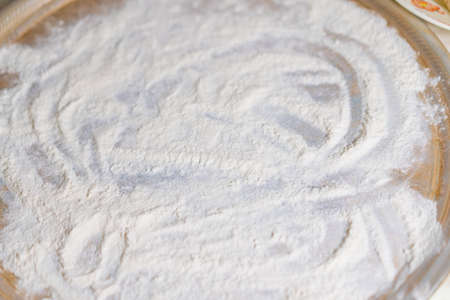 Flour scattered on the surface