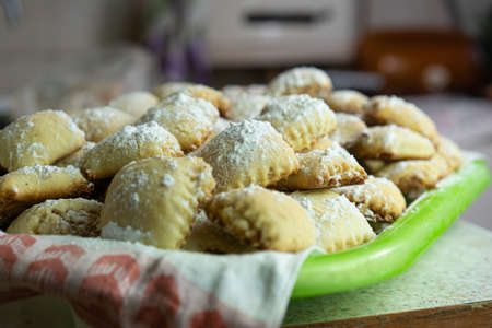 Sweet pastries are on a tray