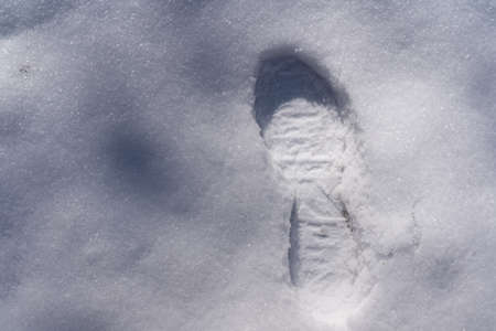 Shoe trail in the snowの写真素材