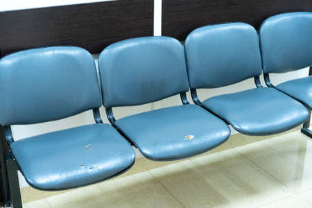 Worn Indoor Waiting Padded Seatsの写真素材