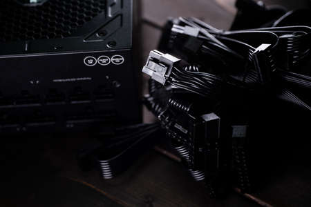 Computer power supply and connection cablesの写真素材