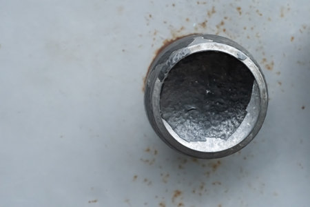 Metal handle fixed to the doorの写真素材
